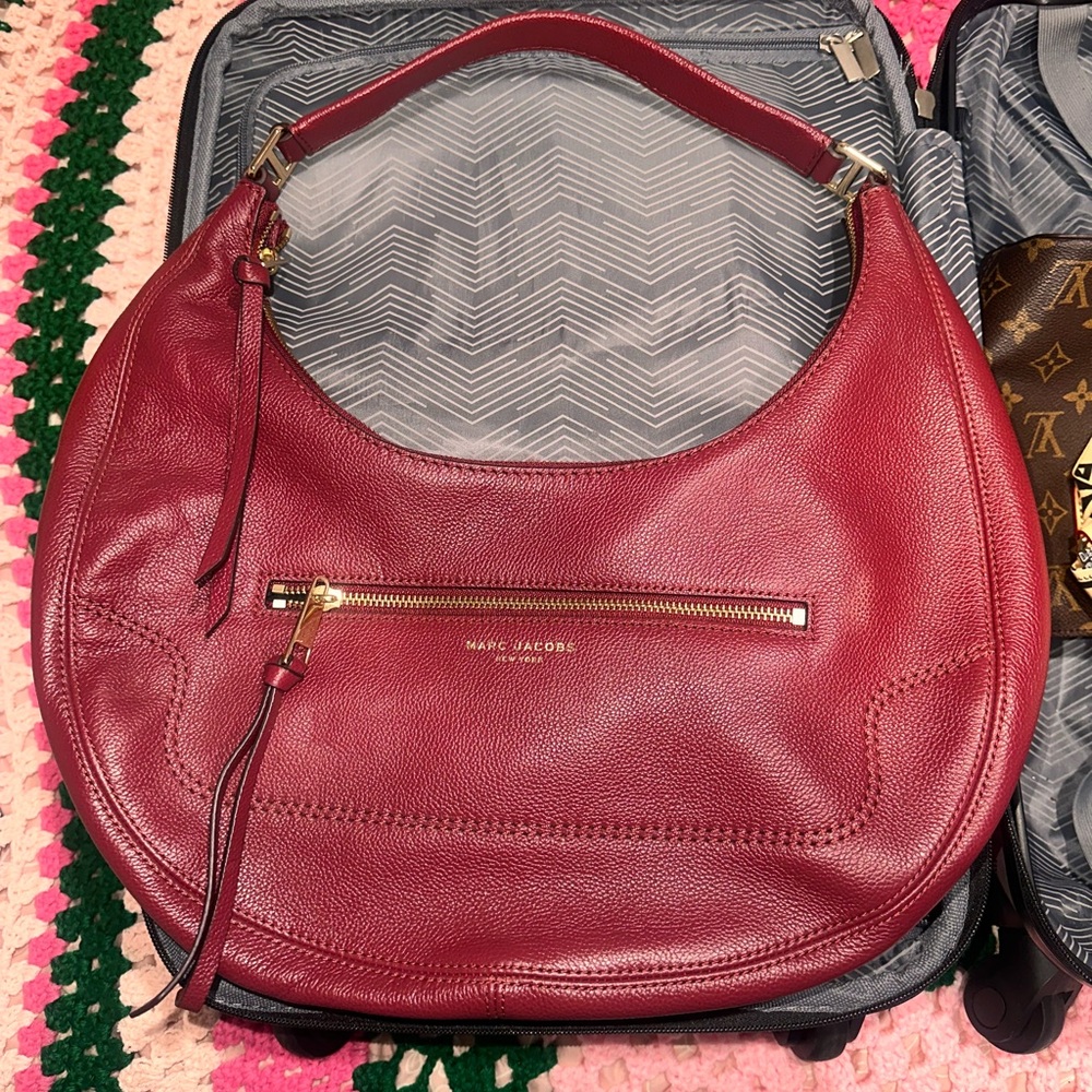 Marc Jacobs Burgundy Leather Hobo Bag